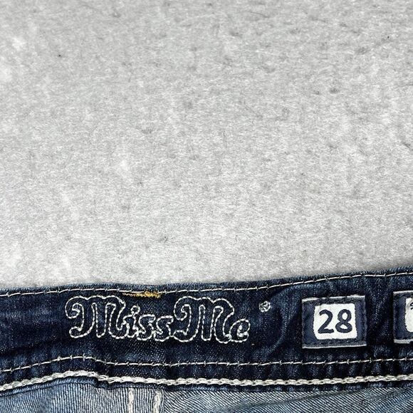 Miss Me Jeans Womens Size 28 Signature Rise Boot Dark Blue Wash Bejazzled - Picture 13 of 16